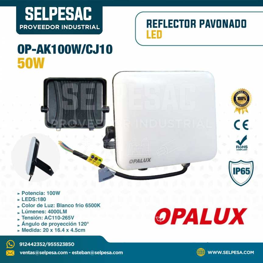 OPALUX - REFLECTOR PAVONADO LED 50W 6500K 4000LUM AC110-265V IP65 OP-AK100W/CJ10