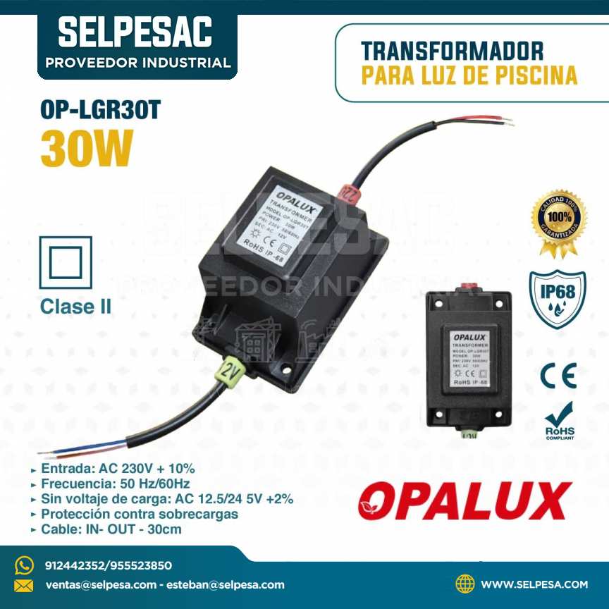 OPALUX - TRANSFORMADOR PARA LUZ DE PISCINA 30W AC230V CLASE 2  OP-LGR30T