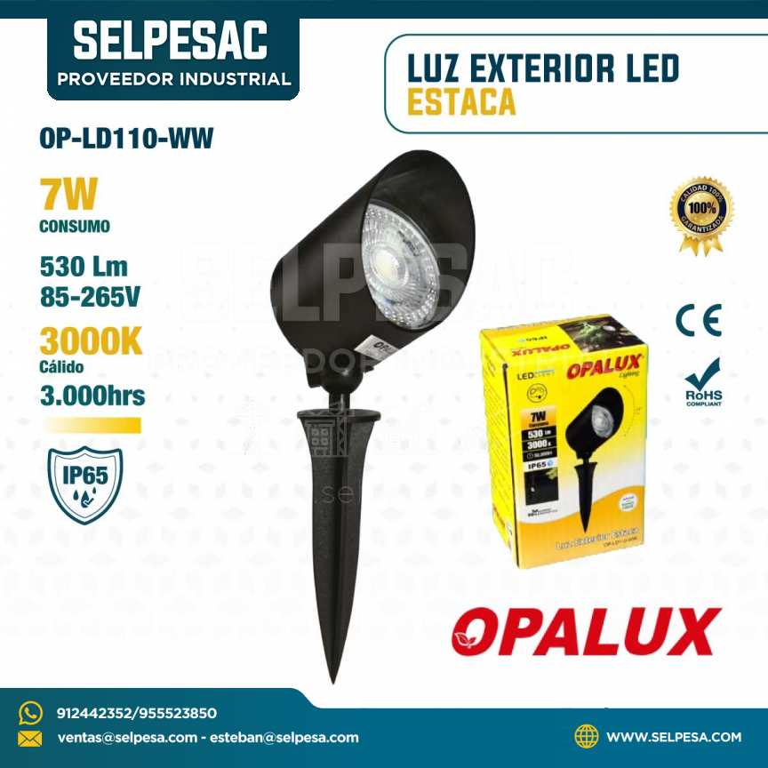 OPALUX - LUZ EXTERIOR LED ESTACA 7W 530LUM 3000K IP65 OP-LD110-WW