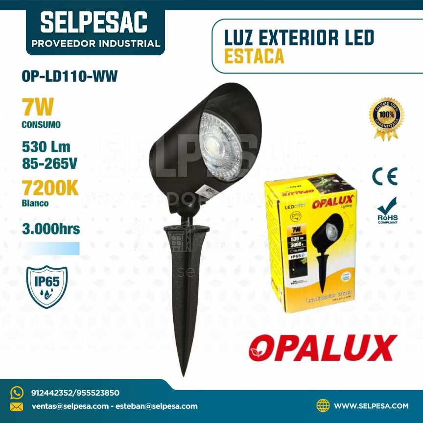 OPALUX - LUZ EXTERIOR LED ESTACA 7W 530LUM 7000K IP65 OP-LD110-WW