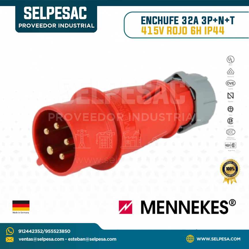 MENNEKES - ENCHUFE 32A 3P+N+T 415V ROJO 6H IP44
