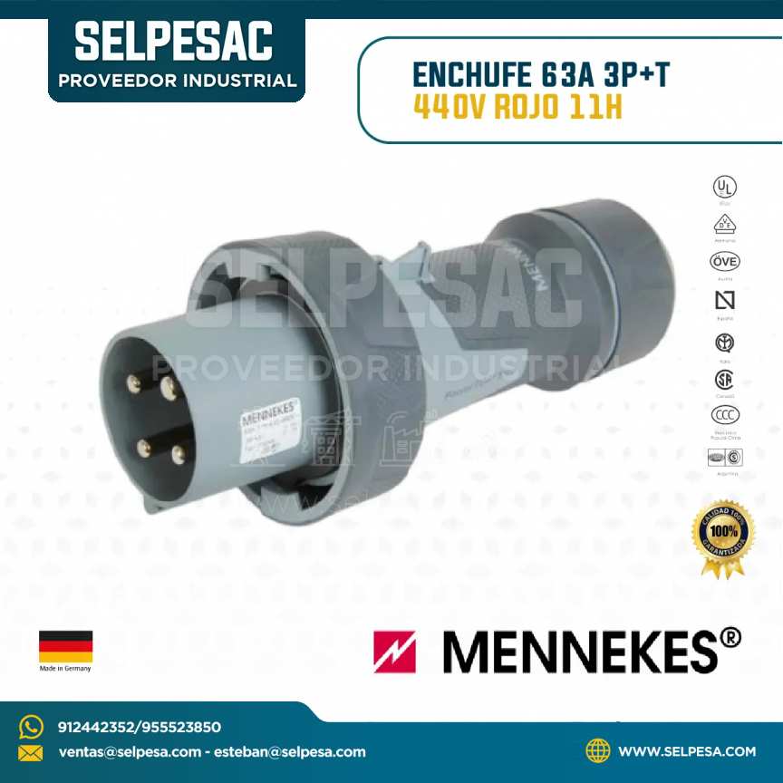 MENNEKES - ENCHUFE 63A 3P+T 440V ROJO 11H