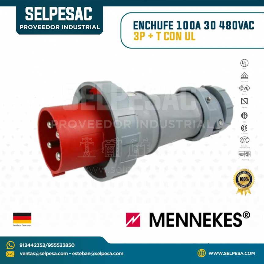 MENNEKES - ENCHUFE 100A 3Ø 480VAC 3P+T CON UL