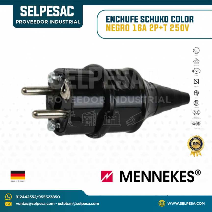 MENNEKES - ENCHUFE SCHUKO COLOR NEGRO 16A 2P+T 250V