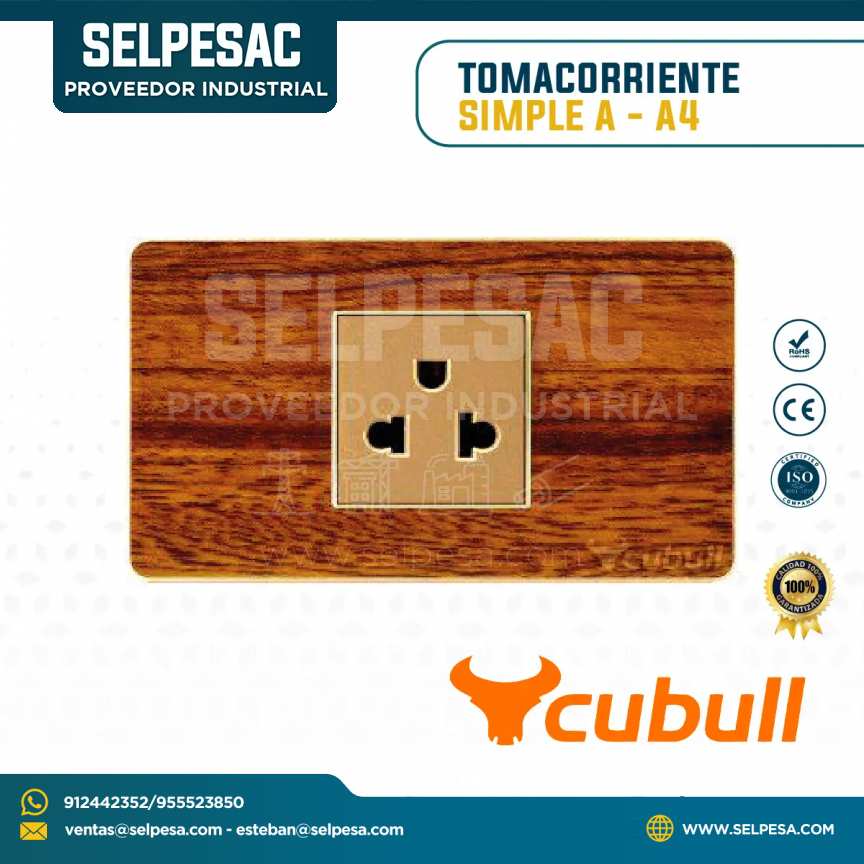 CUBULL - TOMACORRIENTE SIMPLE A - COLOR MADERA A4-020