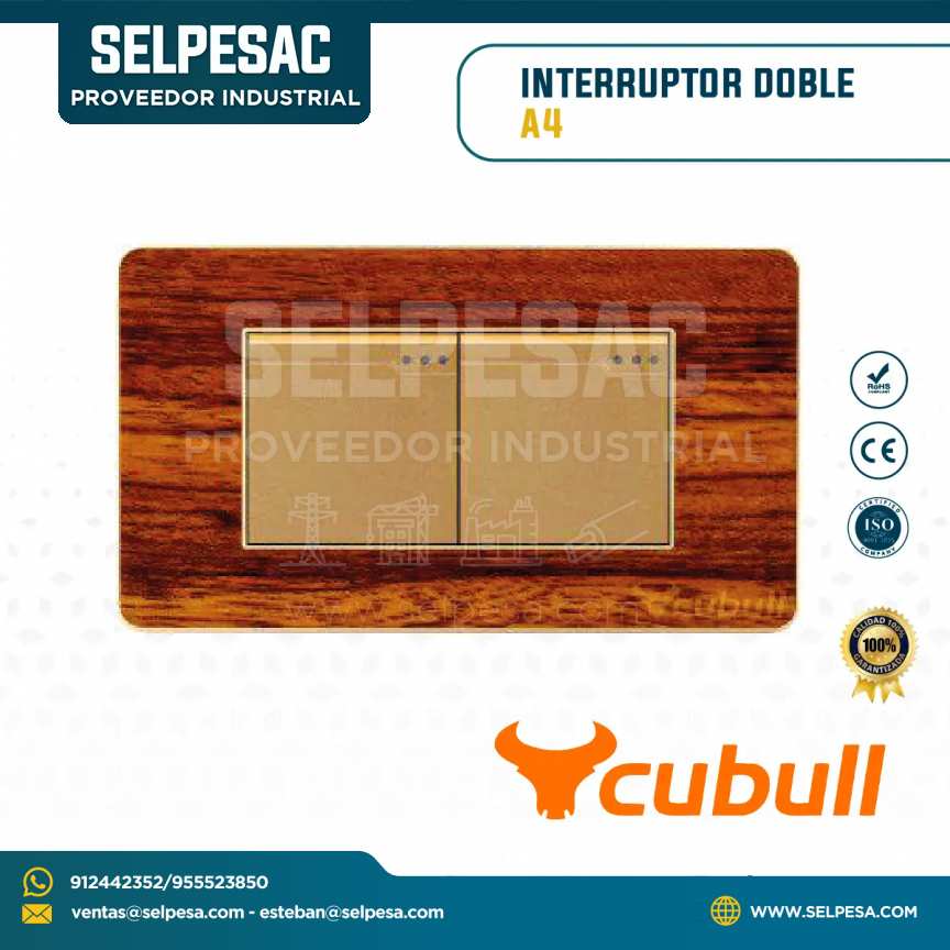 CUBULL - INTERRUPTOR DOBLE COLOR MADERA A4-007