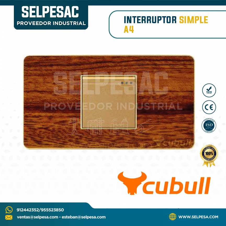 CUBULL - INTERRUPTOR SIMPLE COLOR MADERA A4-005