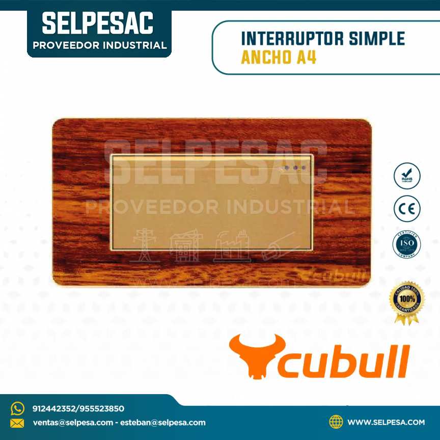 CUBULL - INTERRUPTOR SIMPLE ANCHO COLOR MADERA A4-003