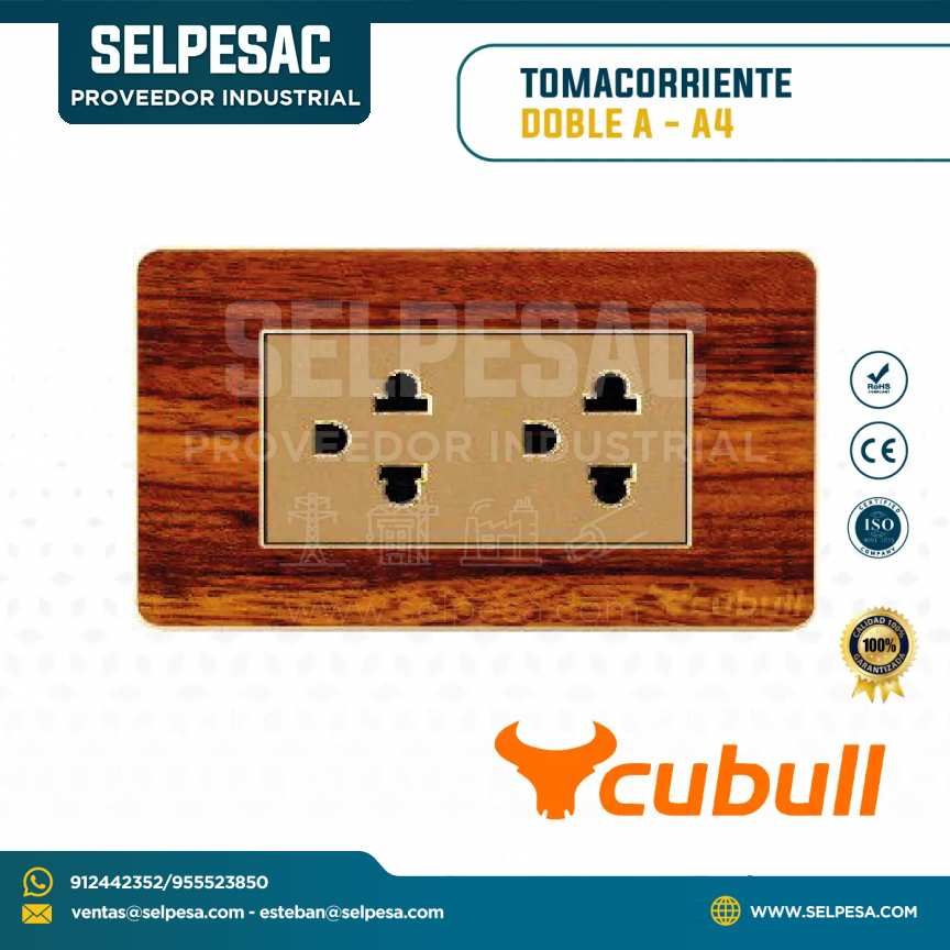 CUBULL - TOMACORRIENTE DOBLE A - COLOR MADERA A4-021