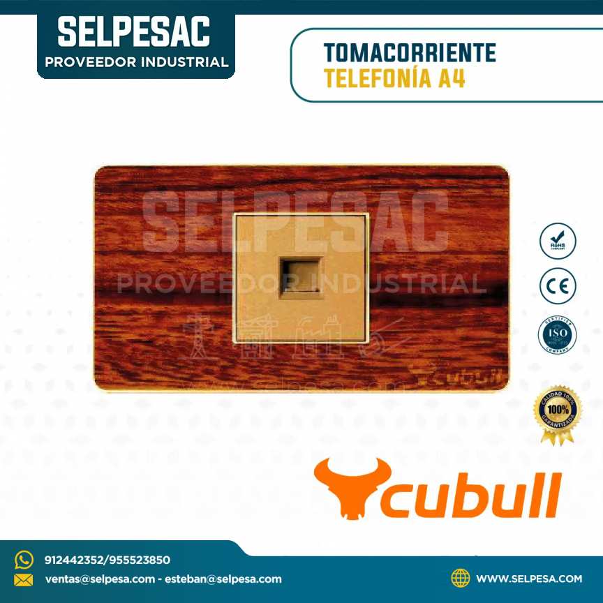 CUBULL - TOMACORRIENTE TELEFONÍA COLOR MADERA A4-034