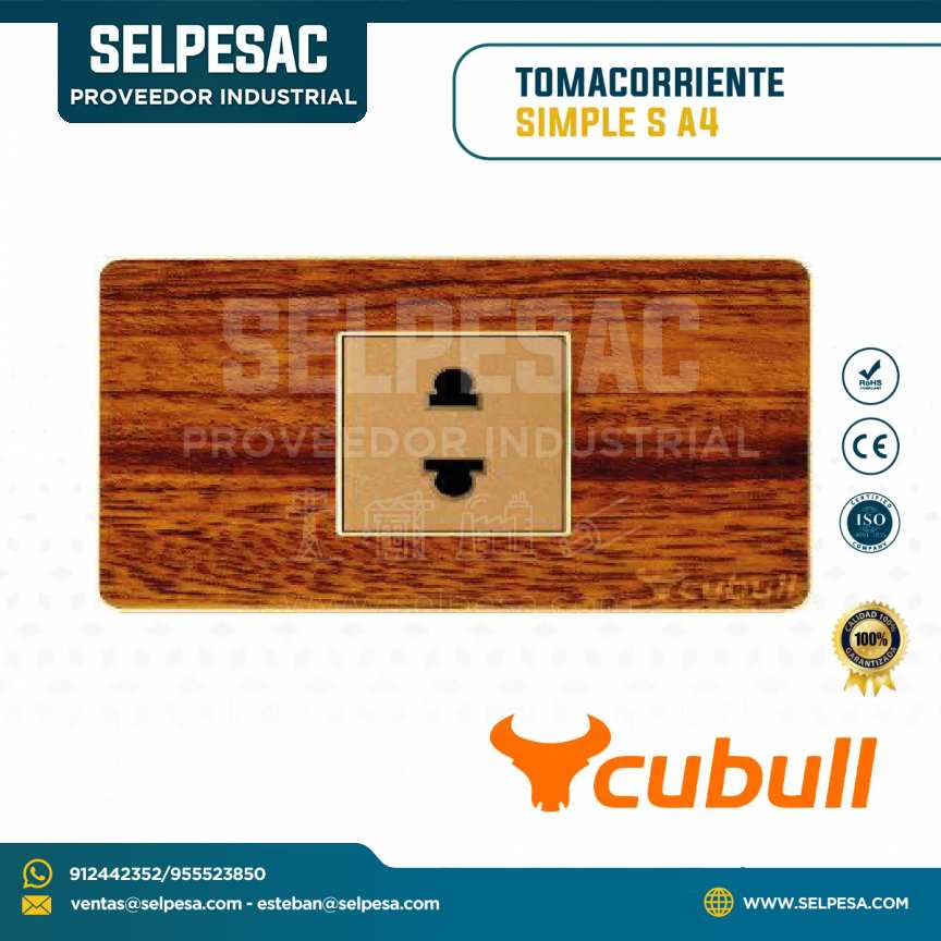 CUBULL - TOMACORRIENTE SIMPLE S COLOR MADERA A4-013