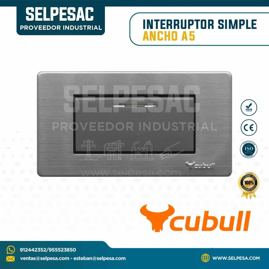 CUBULL - INTERRUPTOR SIMPLE ANCHO COLOR GRIS A5-003
