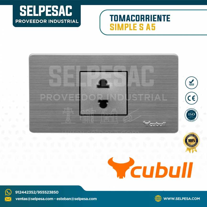 CUBULL - TOMACORRIENTE SIMPLE S COLOR GRIS A5-013