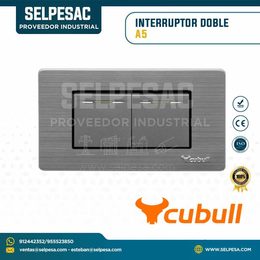 CUBULL - INTERRUPTOR DOBLE COLOR GRIS A5-007