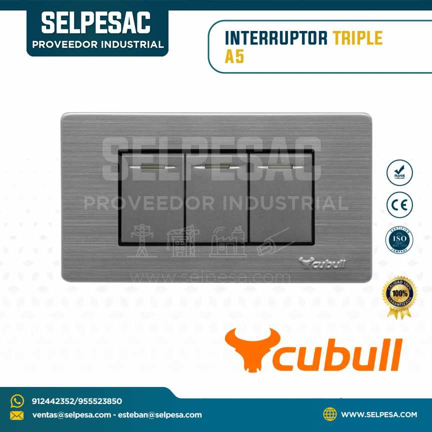 CUBULL - INTERRUPTOR TRIPLE COLOR GRIS A5-009