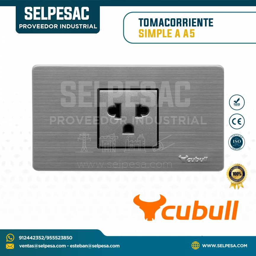 CUBULL - TOMACORRIENTE SIMPLE A - COLOR GRIS A5-020