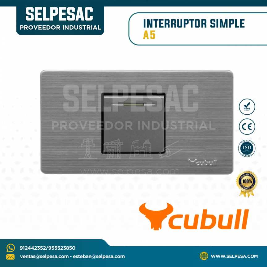 CUBULL - INTERRUPTOR SIMPLE COLOR GRIS A5-005