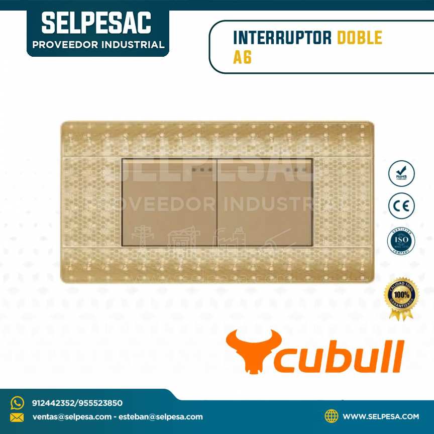 CUBULL - INTERRUPTOR DOBLE - COLOR DORADO A6-007