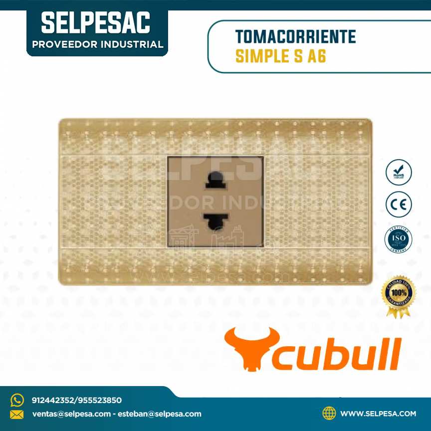 CUBULL - TOMACORRIENTE SIMPLE S - COLOR DORADO A6-013