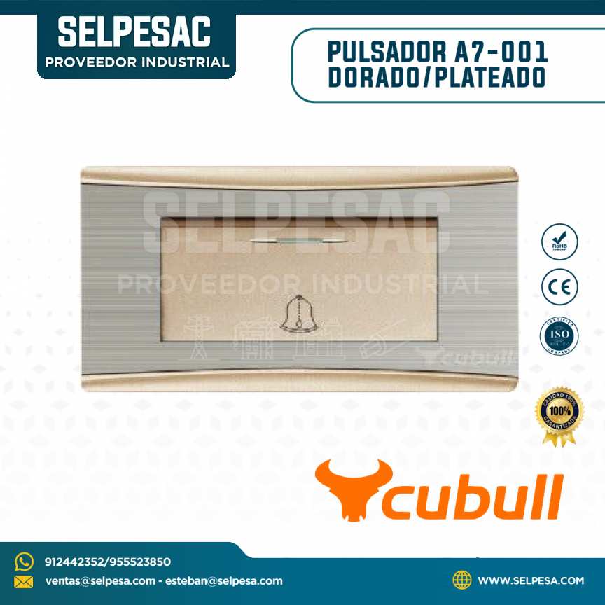 CUBULL - PULSADOR COLOR DORADO PLATEADO A7-001