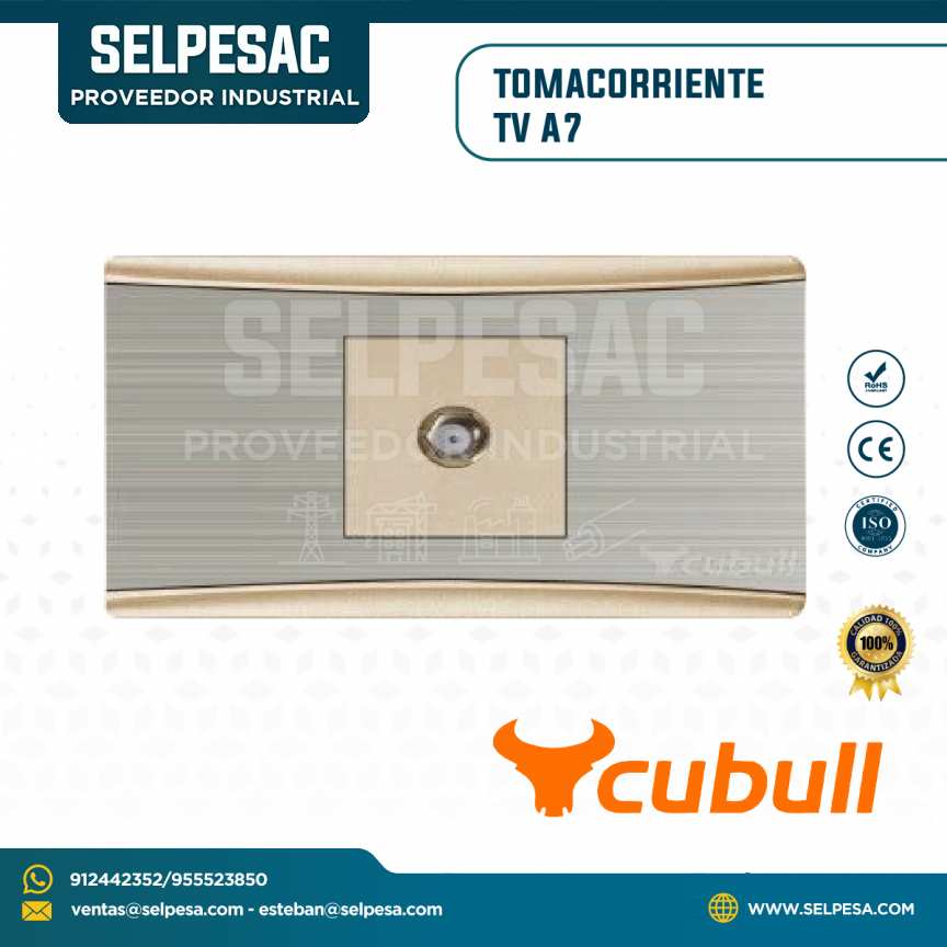 CUBULL - TOMACORRIENTE DE TV COLOR PLATEADO DORADO A7
