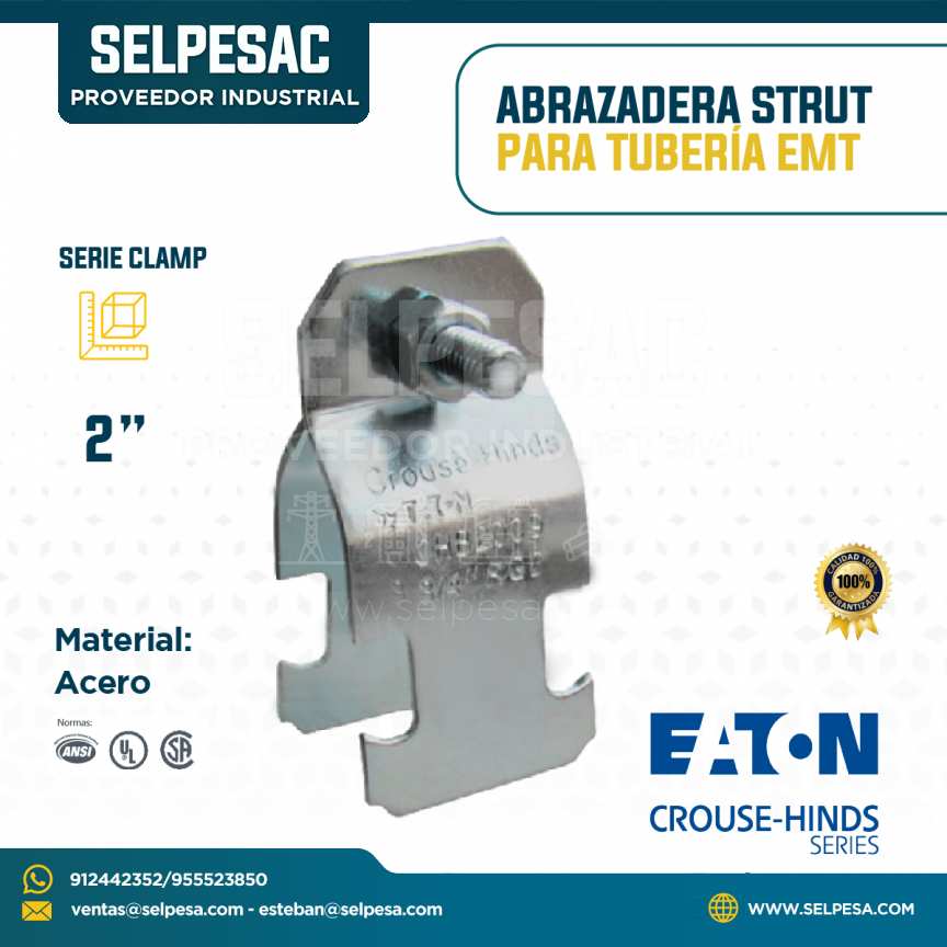 CROUSE HINDS - ABRAZADERA STRUT  DE ACERO PARA TUBERÍA EMT 2´´