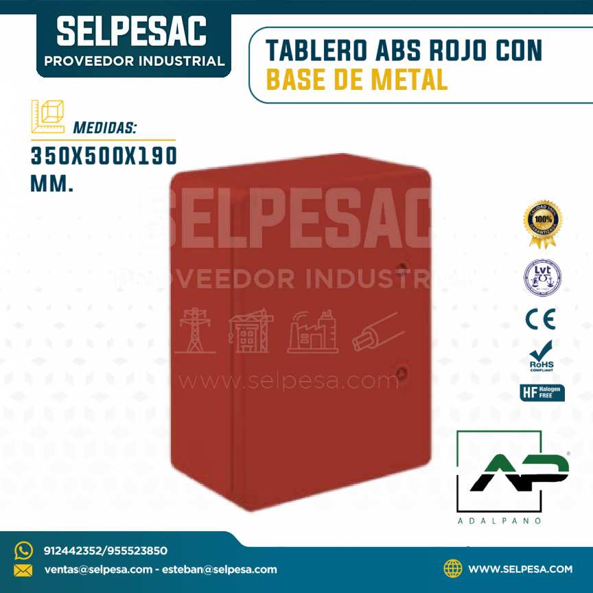 ADALPANO - TABLERO ABS ROJO CON BASE DE METAL 350X600X190MM