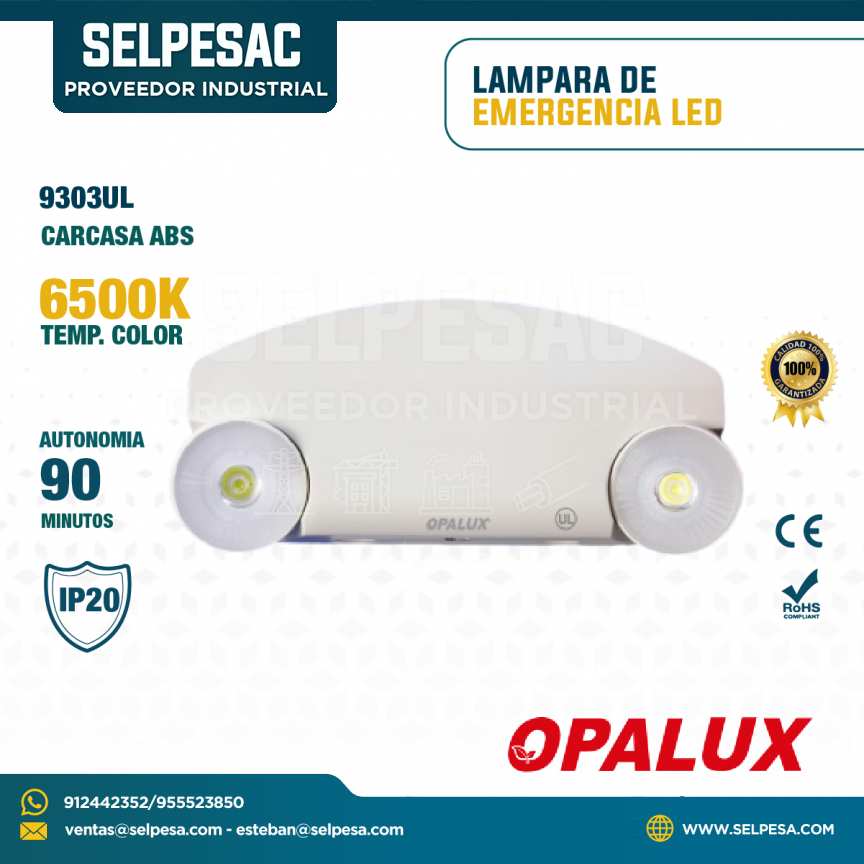 OPALUX - LÁMPARA DE EMERGENCIA LED 200LUM. 6500K ABS IP20