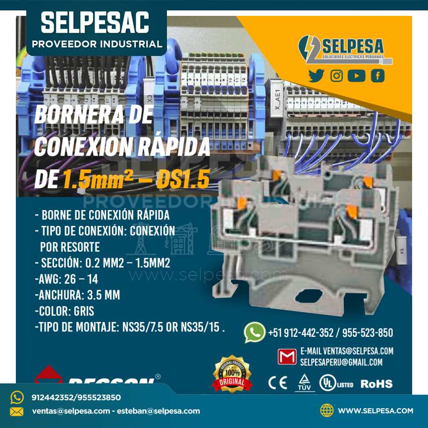 BORNERA DE CONEXION RÁPIDA DE 1.5mm² – DS1.5