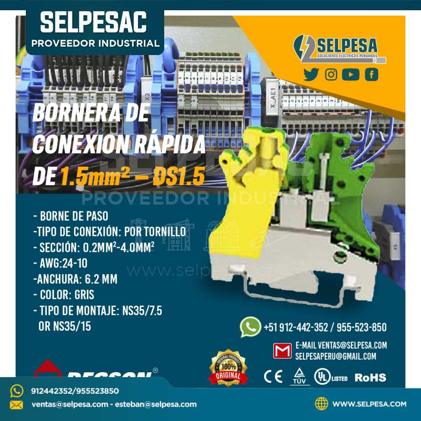 BORNERA DE  CONEXION RÁPIDA DE 1.5mm² – DS1.5