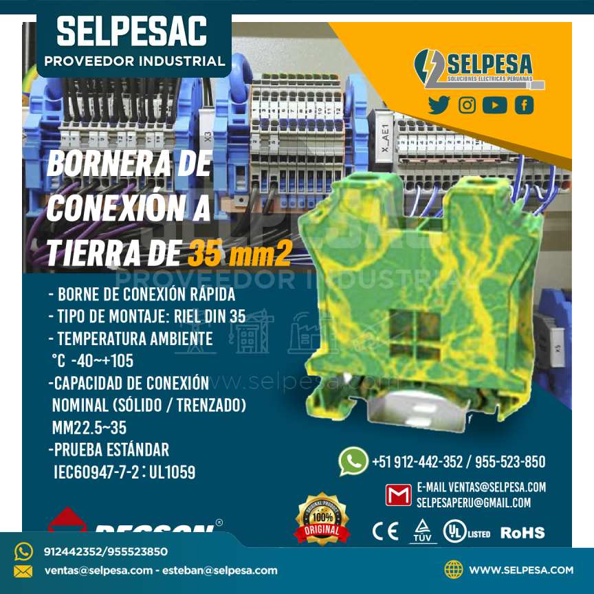 BORNERA DE  CONEXIÓN A  TIERRA DE 35 mm2