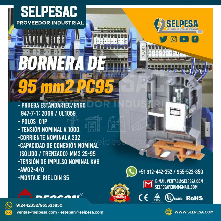 BORNERA DE  95 mm2 PC95 GRIS