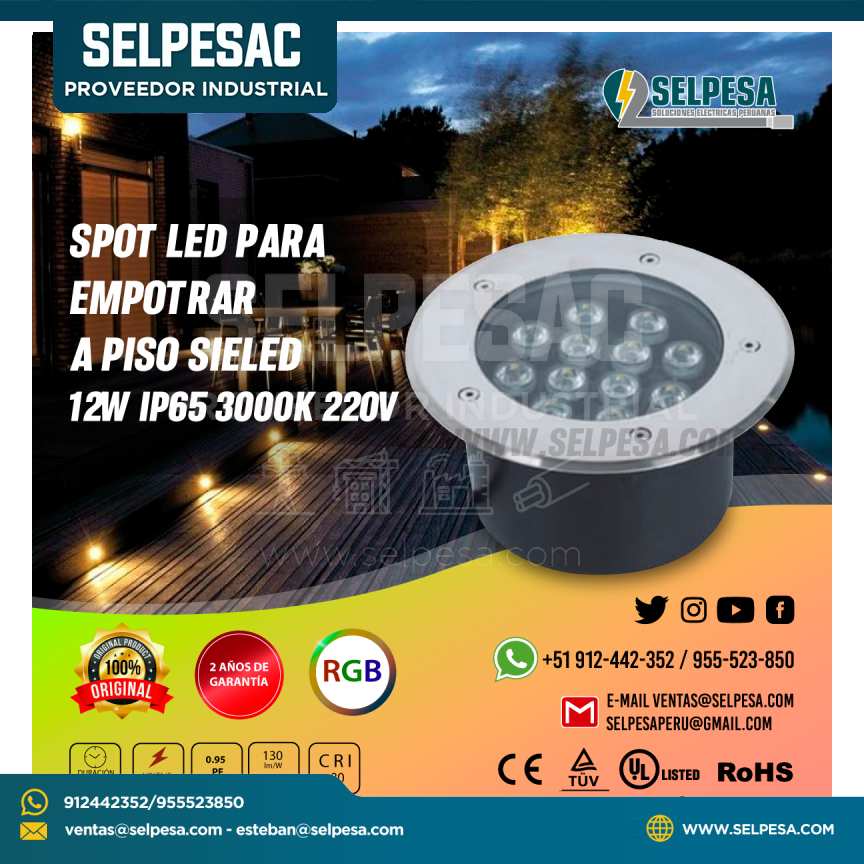 SPOT LED PARA EMPOTRAR  A PISO SIELED 12W