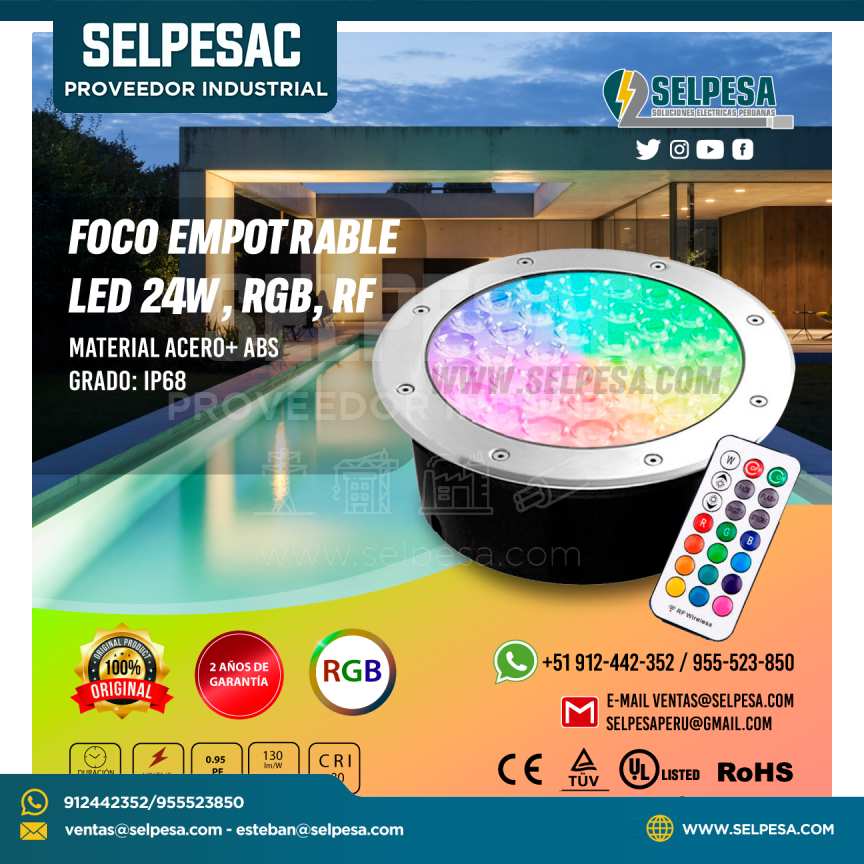 FOCO EMPOTRABLE  LED 24W, RGB, RF