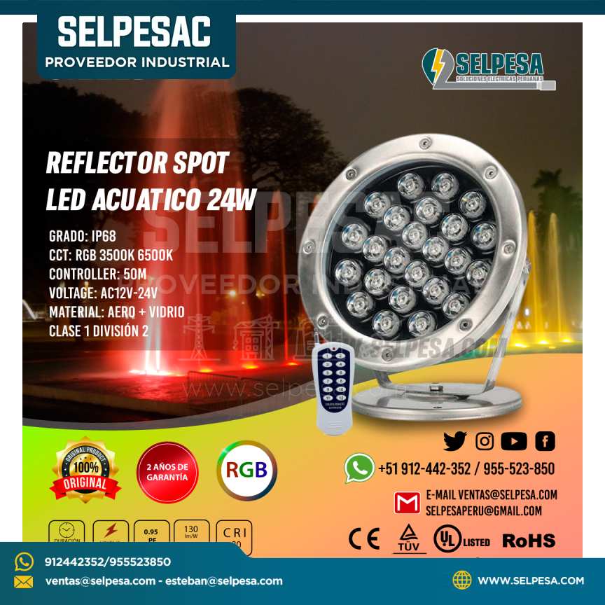 REFLECTOR SPOT LED ACUATICO 24W