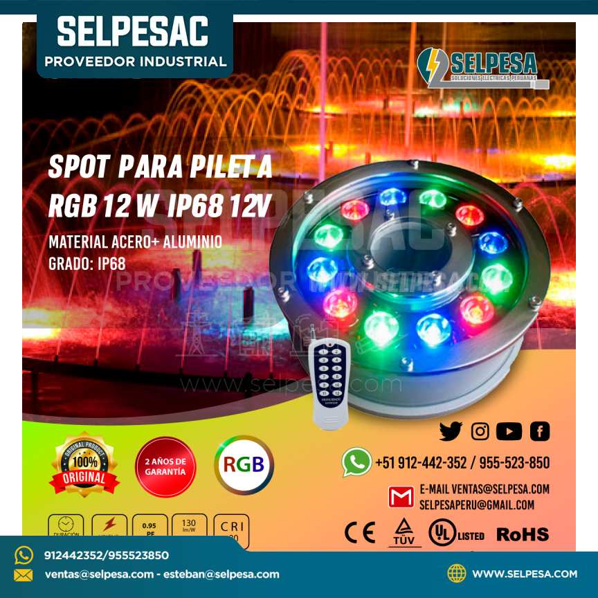 SPOT PARA PILETA  RGB 12 W IP68 12V