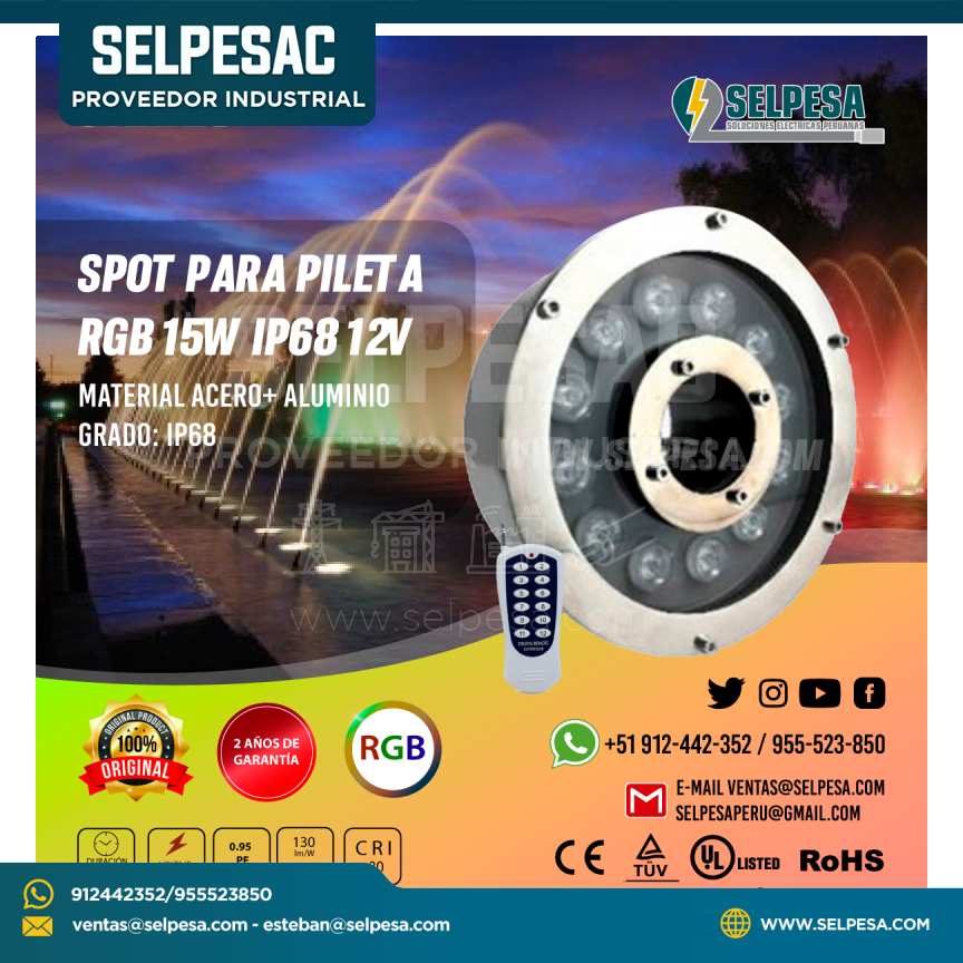 SPOT PARA PILETA  RGB 15W IP68 12V