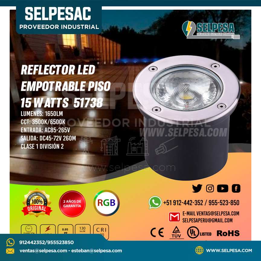 REFLECTOR LED  EMPOTRABLE PISO  15 WATTS  51738