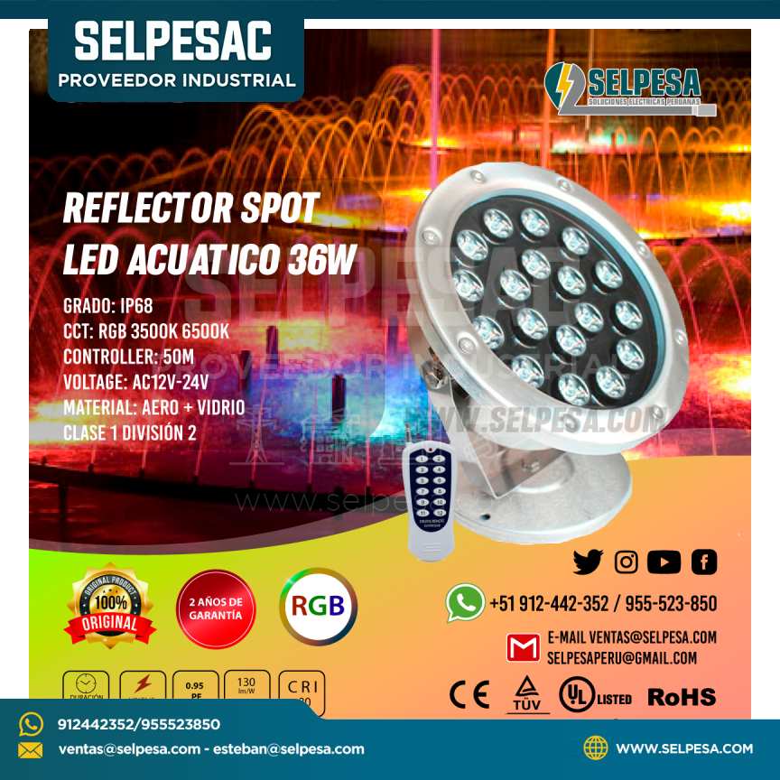 REFLECTOR SPOT LED ACUATICO 36W