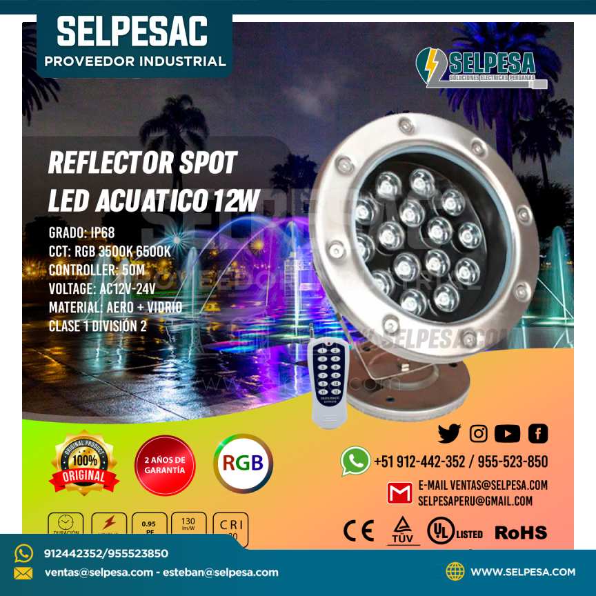 REFLECTOR SPOT LED ACUATICO 12W