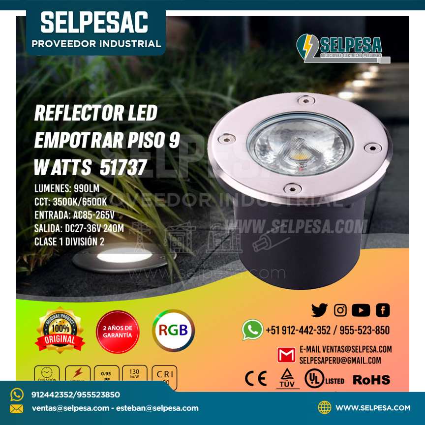 REFLECTOR LED  EMPOTRAR PISO 9 WATTS  51737