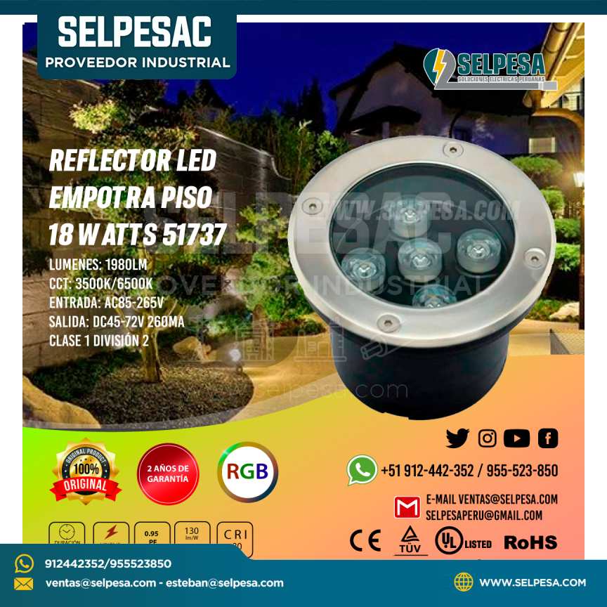 REFLECTOR LED  EMPOTRA PISO  18 WATTS 51737