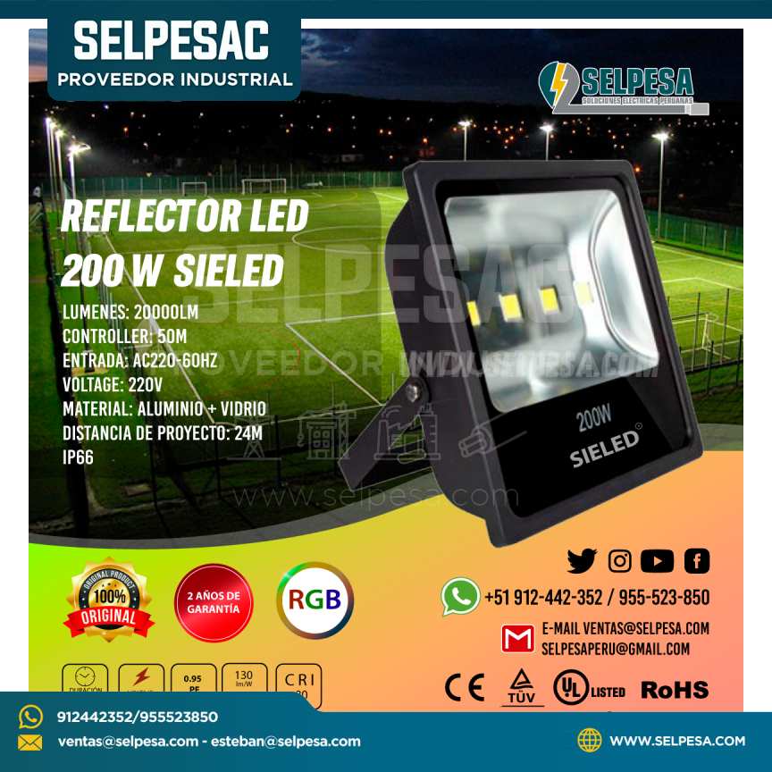 REFLECTOR LED 200 W PROYECCIÓN 24 MTS