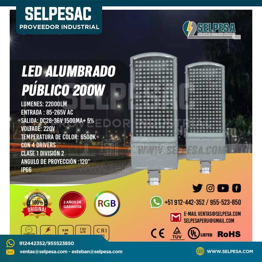 LED ALUMBRADO  PUBLICO 200W