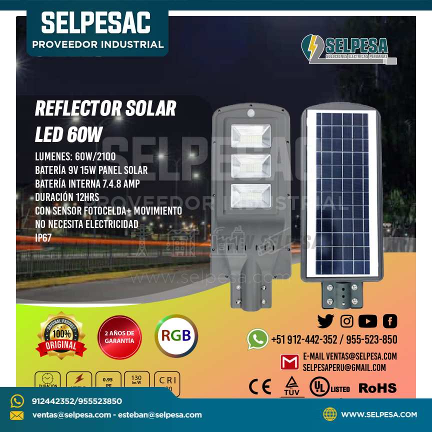 REFLECTOR SOLAR LED 60W SIELED