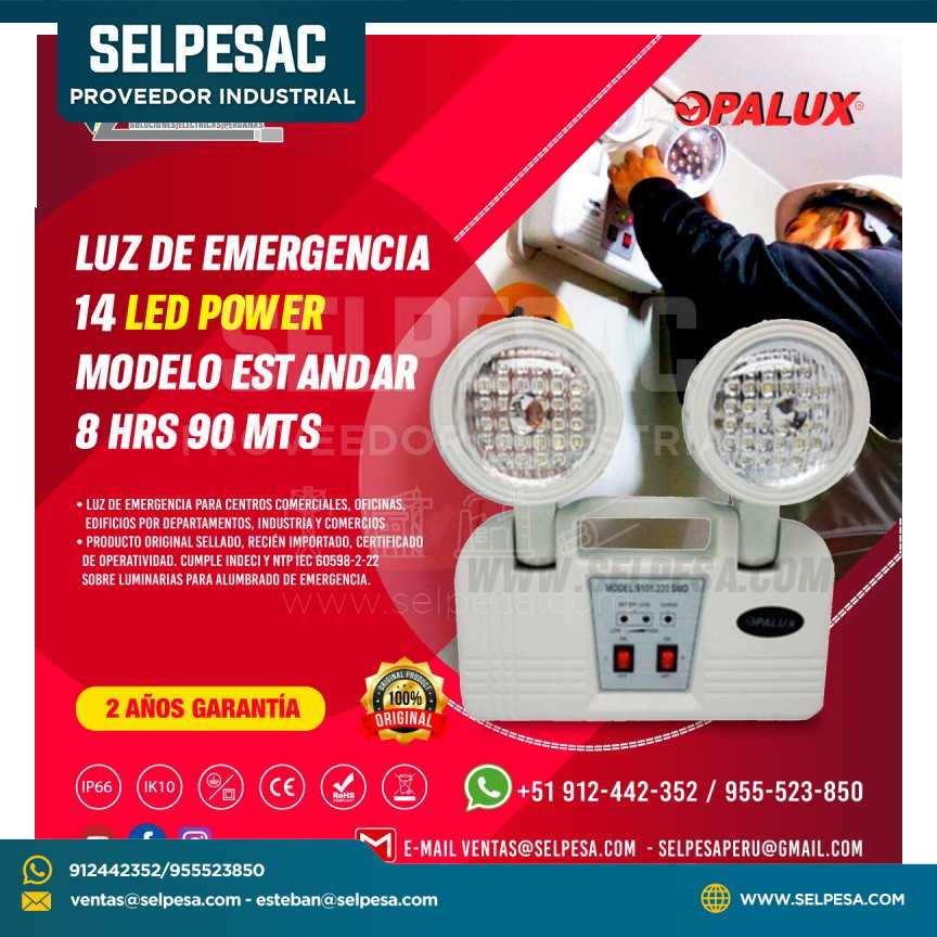 LUZ DE EMERGENCIA  14 LED POWER  MODELO ESTANDAR 8 HRS 90 MTS