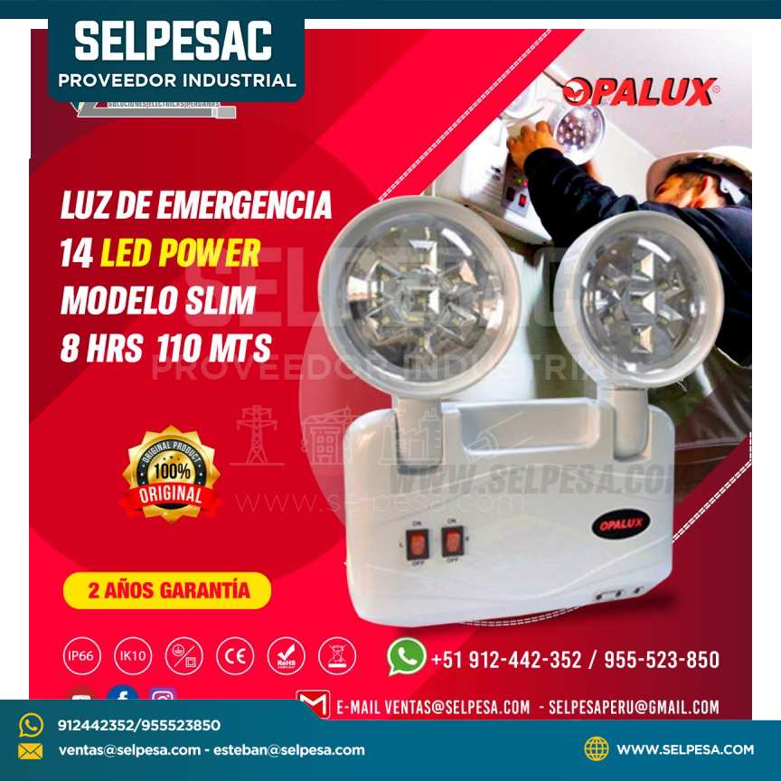 LUZ DE EMERGENCIA 14 LED POWER  MODELO SLIM  8 HRS  110 MTS