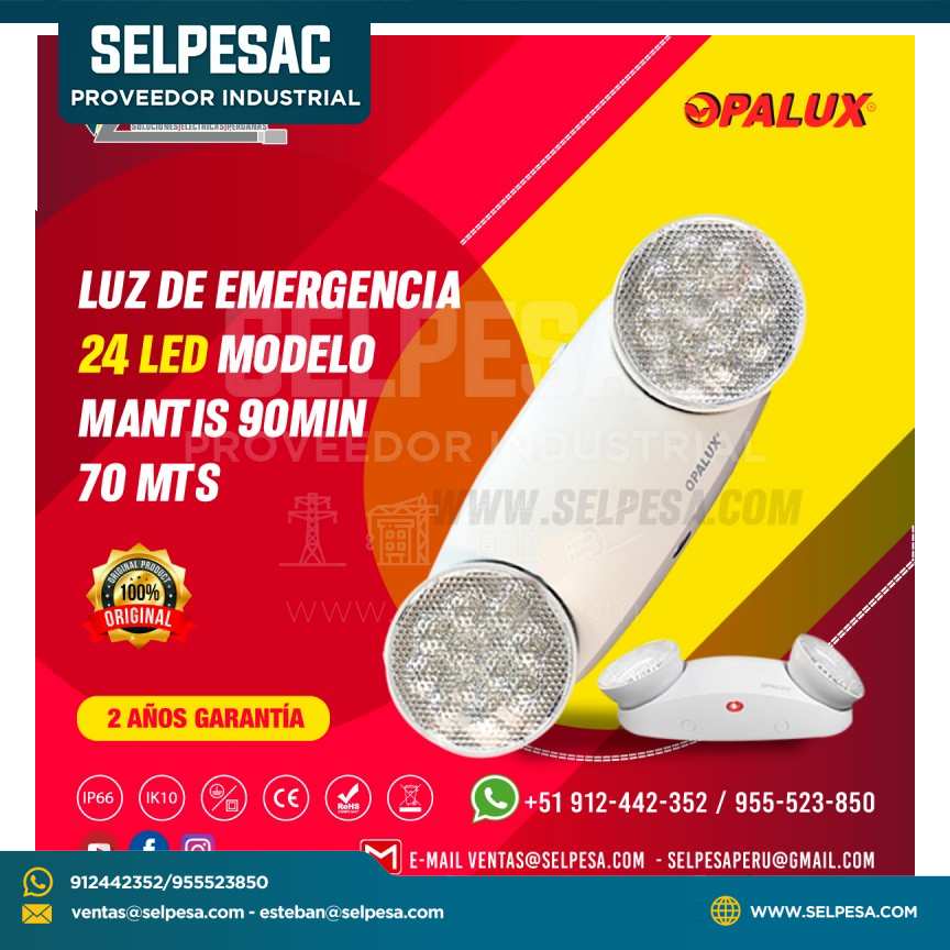 LUZ DE EMERGENCIA 24 LED MODELO MANTIS 90MIN 70 MTS