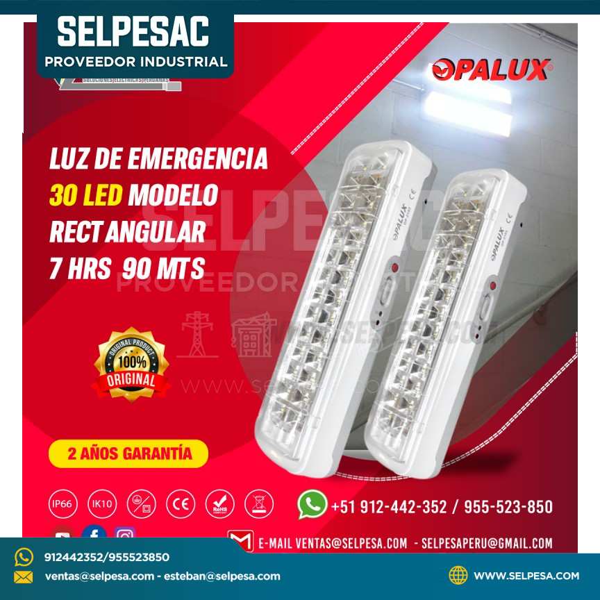 LUZ DE EMERGENCIA 30 LED MODELO  RECTANGULAR  7 HRS  90 MTS