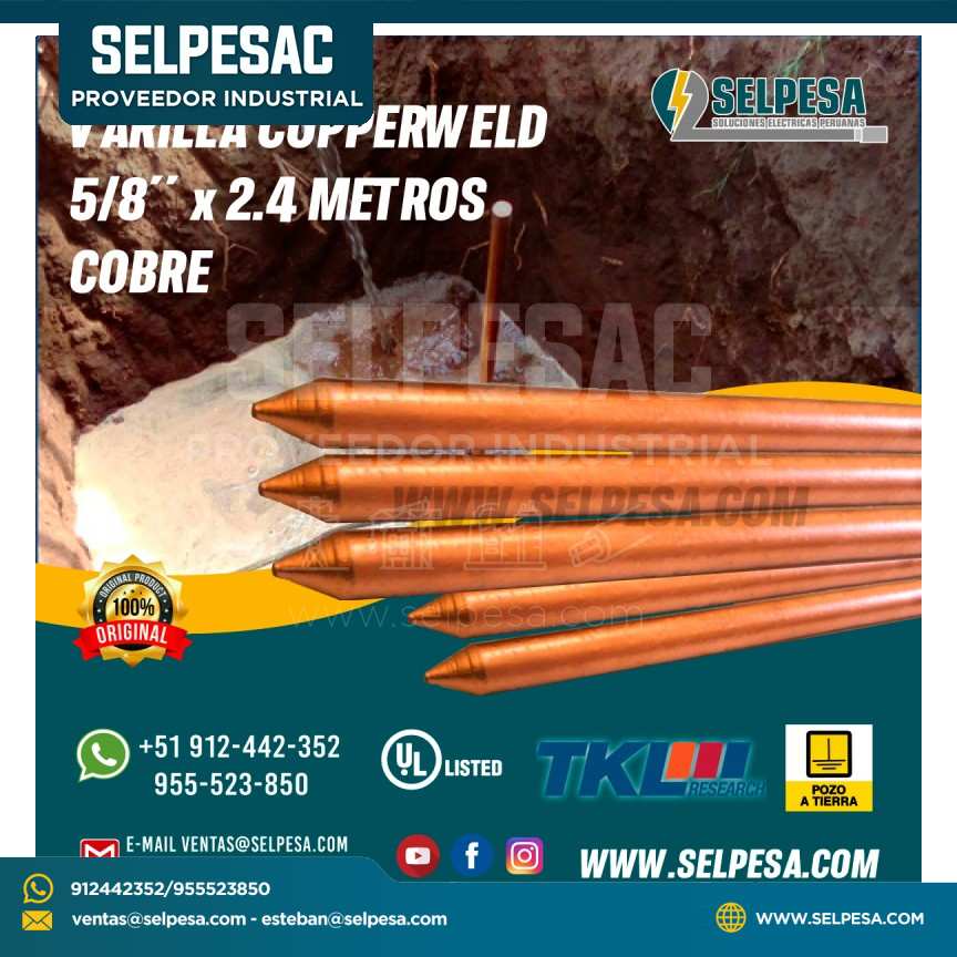 VARILLA COPPERWELD  5/8´´ x 2.4 METROS COBRE PUESTA TIERRA